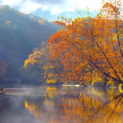 Ohio autumn lakes mountains reflections wallpapers