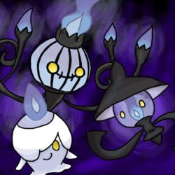 Litwick, Lampent and Chandelure by peaceloveandcookies1