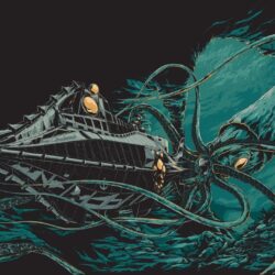 Blue giant squid wallpaper, digital art, illustration, 20000