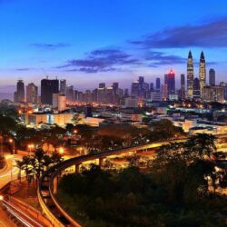 Cityscapes highways Malaysia city lights panorama Kuala Lumpur