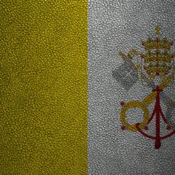 Download wallpapers Flag of the Vatican, 4k, leather texture