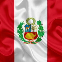 Download wallpapers Peruvian flag, national flag, Peru, silk texture