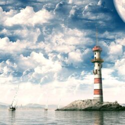 Sailboats and lighthouse Wallpapers #