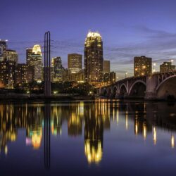 Wallpapers USA Minneapolis Bridges Night Rivers Street lights Cities