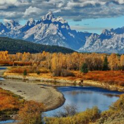 River Grand Teton National Park USA Wyoming autumn mountains