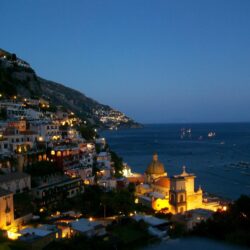 Evening lights at the resort in Amalfi, Italy wallpapers and