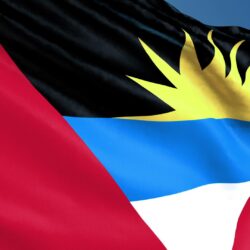 Antigua and Barbuda flag waving. 3d render seamless loop ~ Hi Res