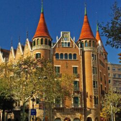 Beautiful building of Casa de las Punxes in Barcelona city