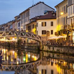 Photos Italy Milan Bridges Night Rivers Cities Houses