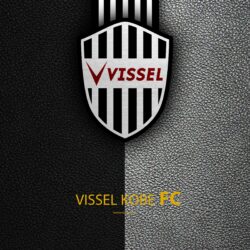 Download wallpapers Vissel Kobe FC, 4k, logo, leather texture