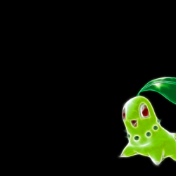 Pokemon, simple background, Chikorita, black backgrounds