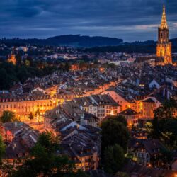 Download Switzerland Bern, Night, Buildings, Cityscape