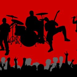 Music vectors shadows crowd band red backgrounds wallpapers
