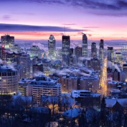 Canada Houses Winter Sky Megapolis Night Montreal Quebec Cities