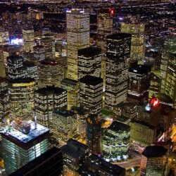 Toronto Shining City Financial District At Night Canada Hd Desktop