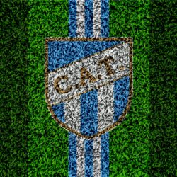 Download wallpapers Club Atletico Tucuman, 4k, football lawn, logo