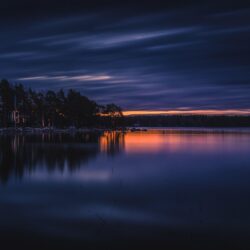 lake, Sunset, Clouds, Trees, Landscape, Reflection, Finland