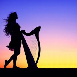 Girl with harp Wallpapers by ColorfulWorld