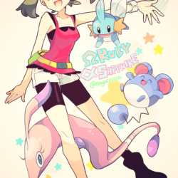 Omega Ruby and Alpha Sapphire May, Mudkip, luvdisc, marill, and