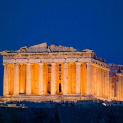 Evening View of Acropolis of Athens Greece