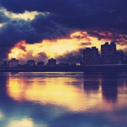 Fantasy Sunset Storm Riverbank Ciytscape iPhone 8 Wallpapers Download