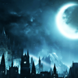 Download Dark Souls 3, Moon, Castle, Dark Theme, Stars
