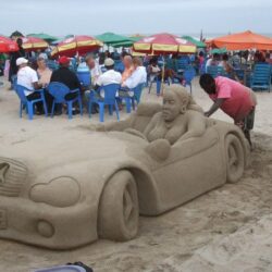 City Life In Accra, Sand Sculpture Mercedes Car