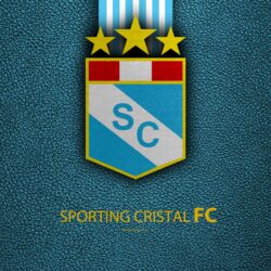 Download wallpapers Sporting Cristal FC, 4k, logo, leather texture