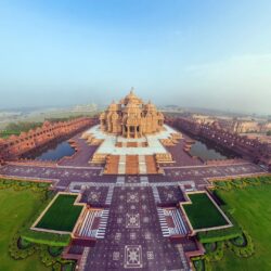 HD Backgrounds Beautiful Akshardham Temple Panorama Top View Indian