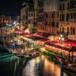 Grand Canal in Venice, Italy at Night HD Wallpapers