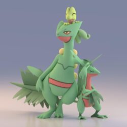 Render of Sceptile, Grovyle, and Treeko using Pokemon X and Y