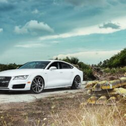 audi a7 white road nature