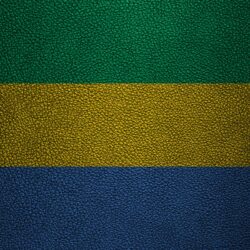 Download wallpapers Flag of Gabon, leather texture, 4k, Gabonese