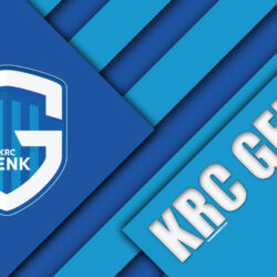 Download wallpapers KRC GENK, 4k, Belgian football club, blue