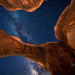 Milky Way above Double Arch in Arches National Park, Utah