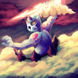 Thundurus and his Lightning bolt by MusicalCombusken