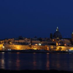 Wallpapers sea, night, lights, coast, island, home, the state, Malta