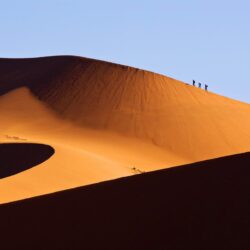 Hiking Along a Sand Dune, Namib Desert, Sossusvlei, Namibia