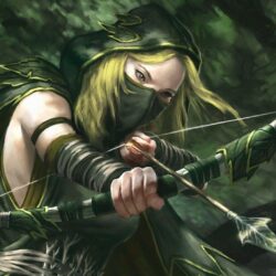 Fantasy Art Artwork Green Arrow Archer Girl Long