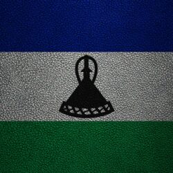 Download wallpapers Flag of Lesotho, 4k, leather texture, Africa