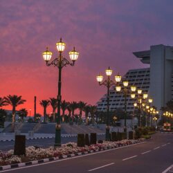 Wallpapers Doha Qatar Roads Night Street lights Cities Building