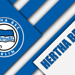 Download wallpapers Hertha Berlin, FC, 4k, material design, emblem