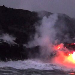 Lava meets sea in Hawai’I at the Volcanoes National Park