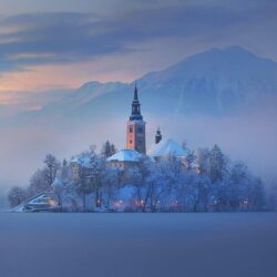 Church Of The Assumption At Winter Lake Bled Slovenia Wallpapers