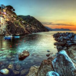 Sunset: Amalfi Coast Houses Cliffs Rocks Italy Sun Sea Sunset