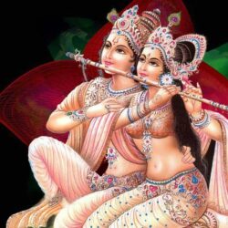 Krishna and Radha play flute image