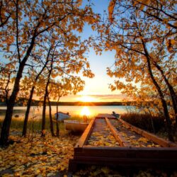 Autumn Sun Over The Riverbank HD desktop wallpapers : Widescreen