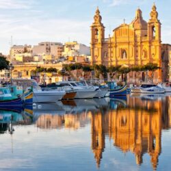 Wallpapers reflection, boats, Cathedral, boats, harbour, Malta, Malta