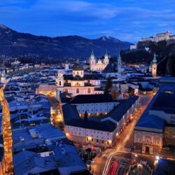 wallpapers salzburg, austria, night, top view, streets, buildings HD