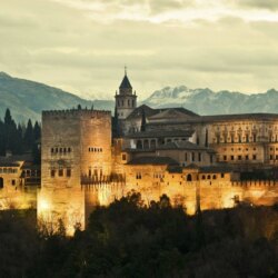 Download Spain Granada, Alhambra, Castle, Lights